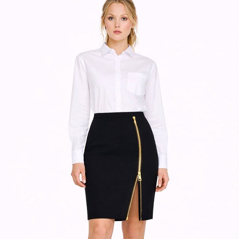 Moschino 30 Years Anniversary Zip-Front Pencil Skirt Black Size 4